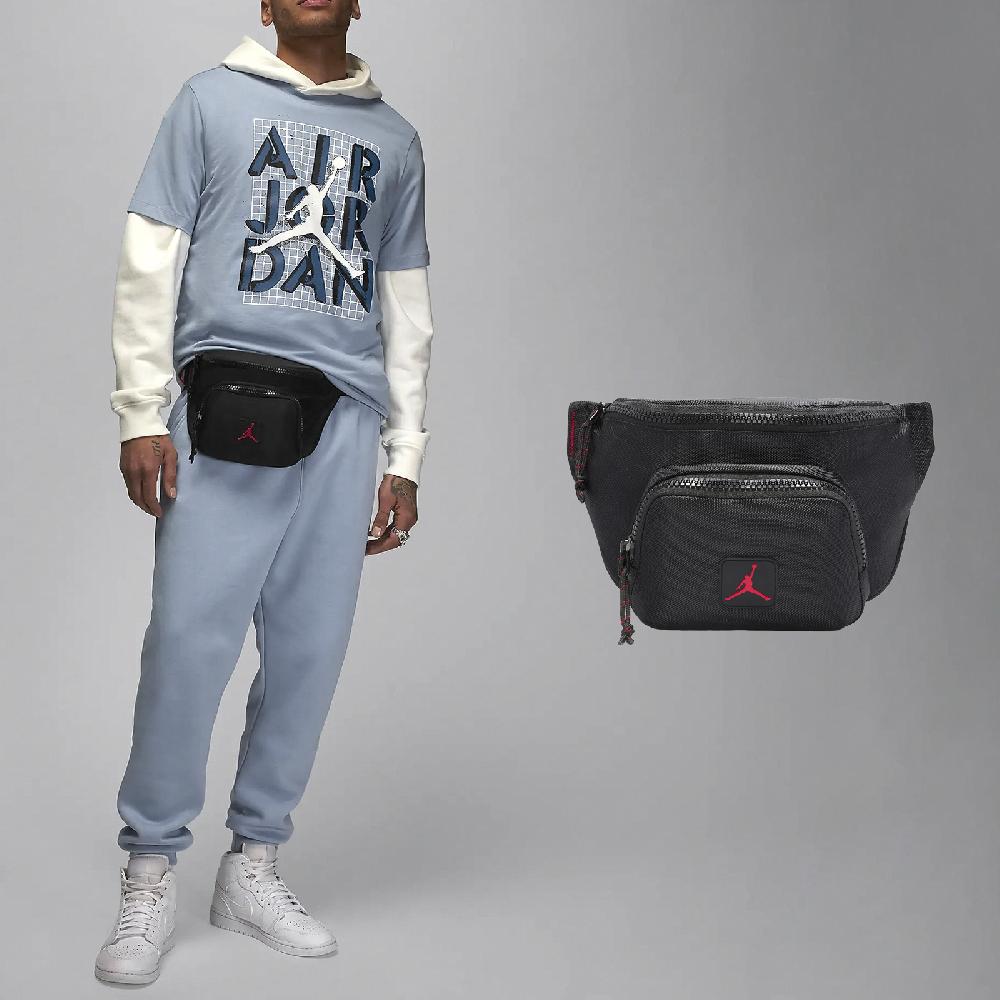 Nike 耐吉 腰包 Jordan Rise 黑 紅 多夾層 可調背帶 扣環 肩背 斜背 小包 喬丹 JD2413011AD-004