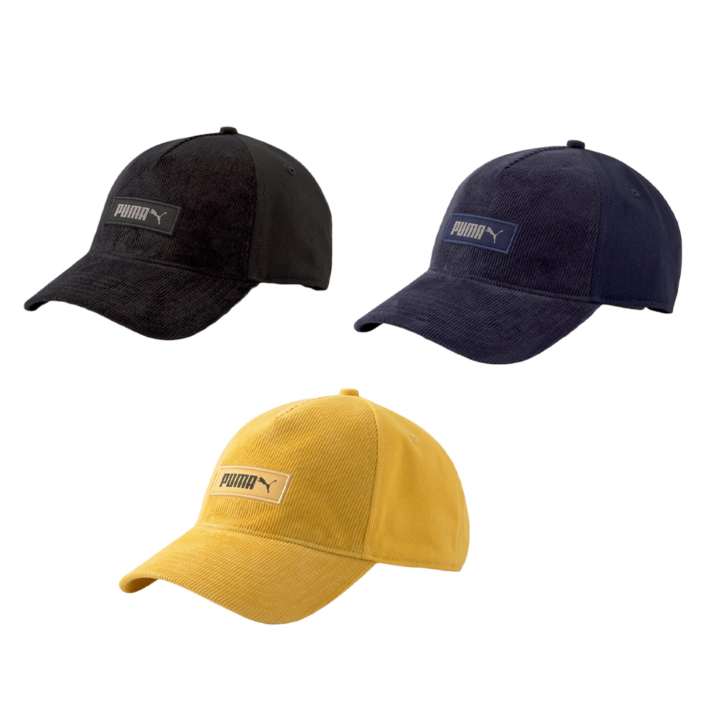 PUMA 老帽 棒球帽 三色 黑 藍 黃 燈心絨 可調式 刺繡LOGO 帽子 基本款 023535-