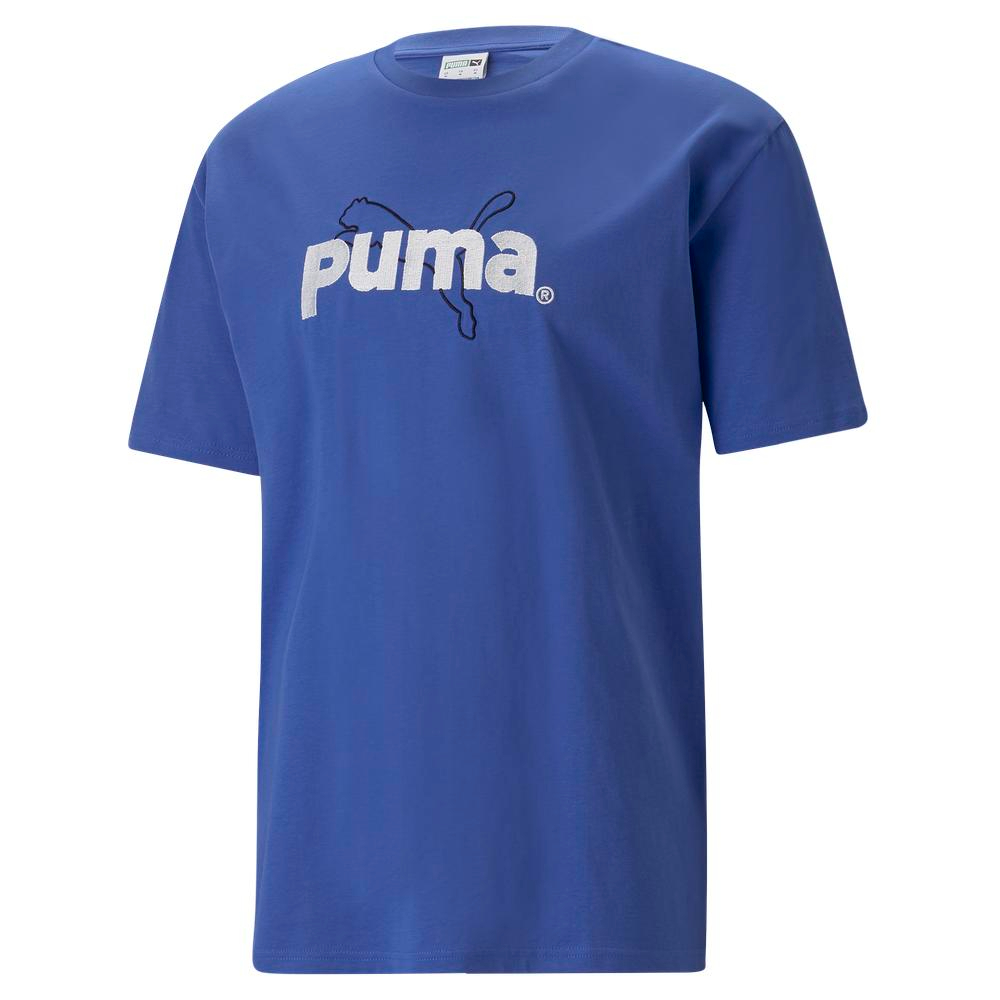 【PUMA】流行系列P.Team短袖T恤 短袖上衣 男 藍色-53825692