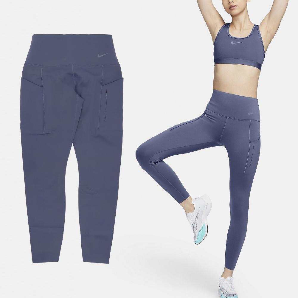 Nike 耐吉 緊身褲 Go Leggings 藍 保暖 高腰 抽繩 九分 多口袋 健身 瑜珈 FB8849-491