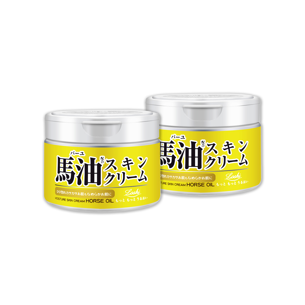 (2罐超值組)日本LOSHI-馬油植萃水潤保濕軟化角質全身保養護膚霜220g/罐(修護肌膚萬用乳霜)
