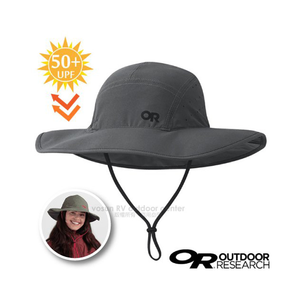 【Outdoor Research】Equinox Sun Hat 超輕防曬抗UV透氣可調大盤帽/279909 炭灰