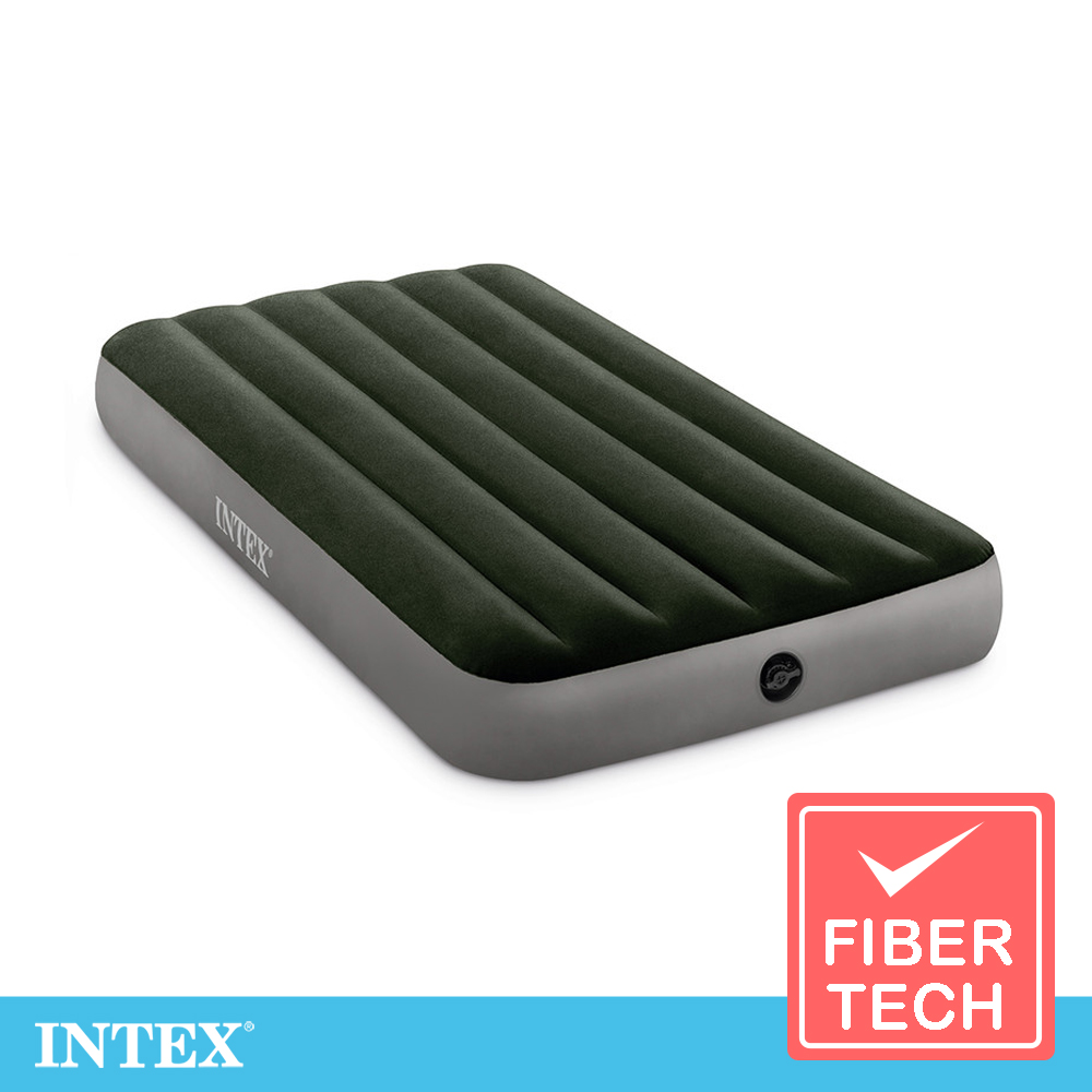 INTEX經典單人加大充氣床墊(綠絨)-寬99cm(64107)