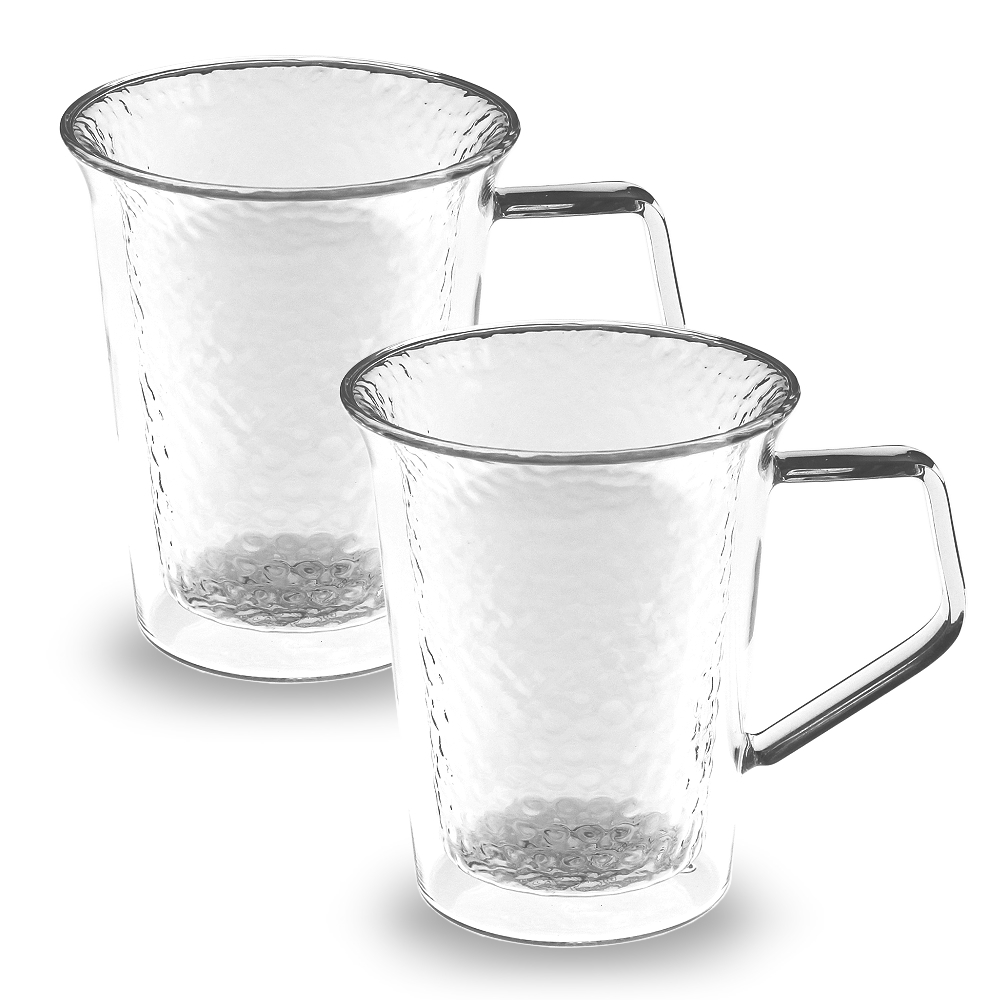 【SADOMAIN 仙德曼】雙層玻璃錘紋馬克杯 50ml-2入組(雙層玻璃杯/對杯組/茶杯)