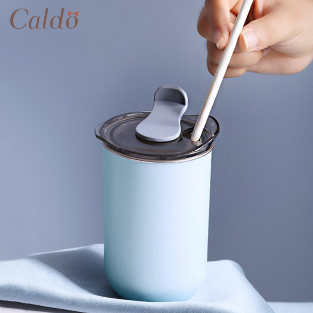【Caldo卡朵生活】手感隨身304不鏽鋼附蓋保溫杯 350ml-淺藍