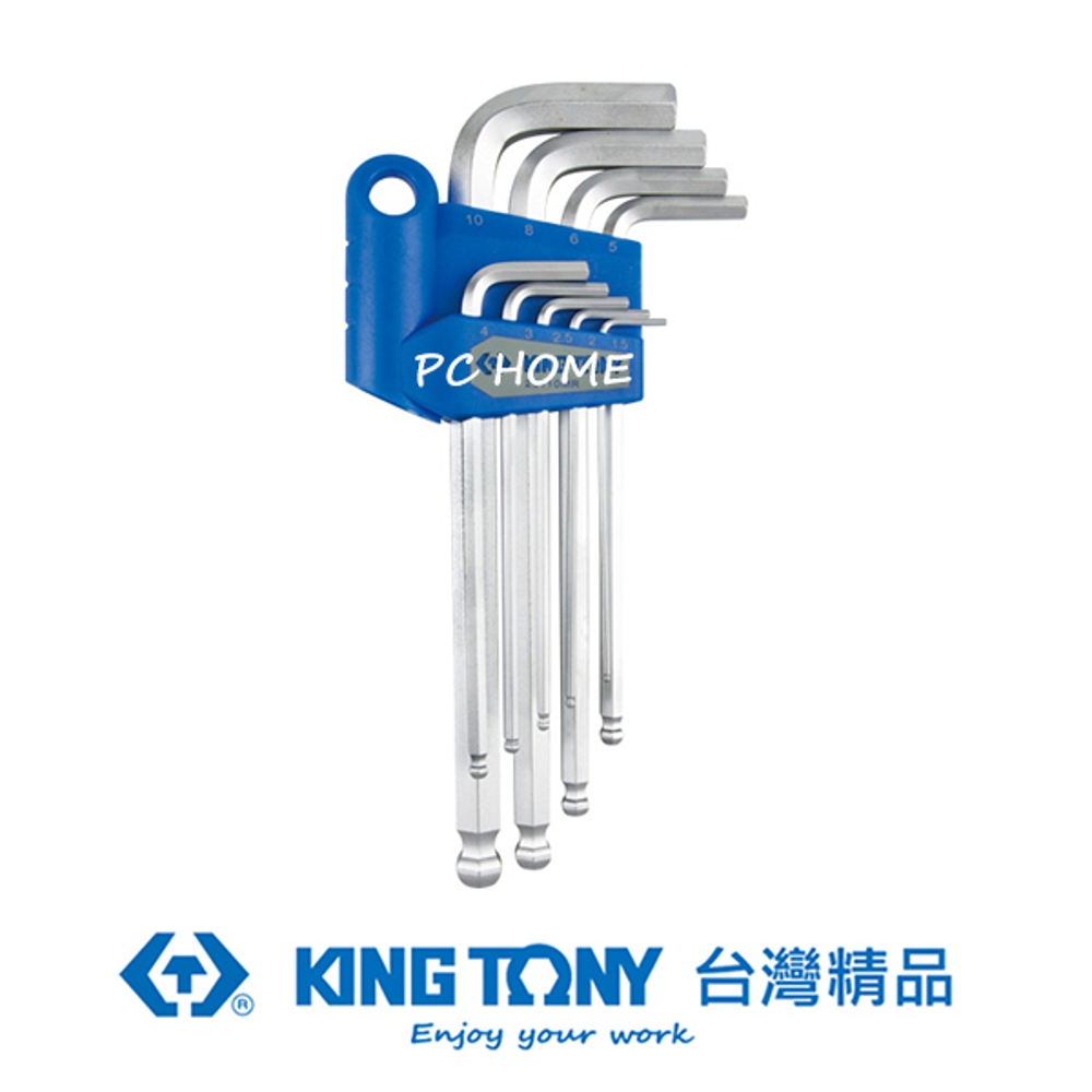 KING TONY 金統立 專業級工具 9件式 特長型球頭六角扳手組 KT20110MR