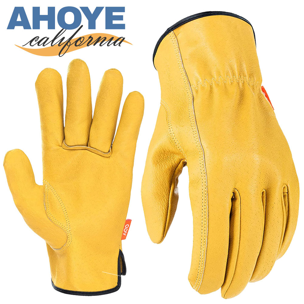 【Ahoye】全防護牛皮工作防護手套 (一雙) 防割手套 安全手套 止滑手套
