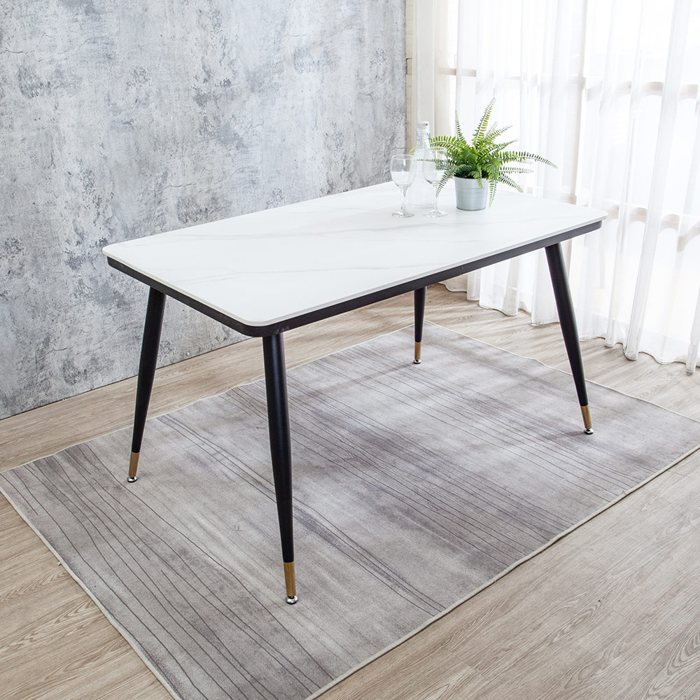Boden-凱思4.3尺工業風白色岩板餐桌/石面餐桌