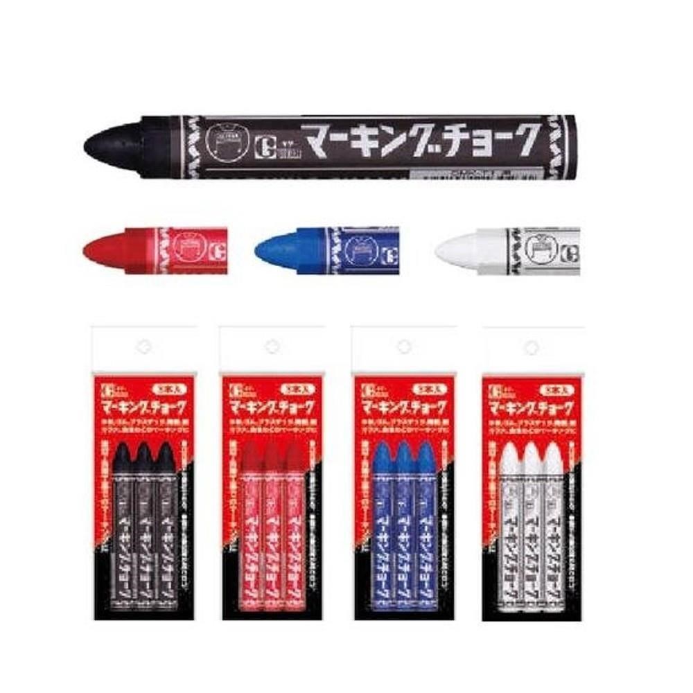 日本 寺西 工業用標記粉筆 (黑/紅/藍/白) 3支裝 2包 / 組 CMK-T1-3P