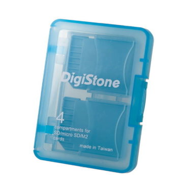 DigiStone 4片裝記憶卡多功能收納盒/ 藍色 (2個)