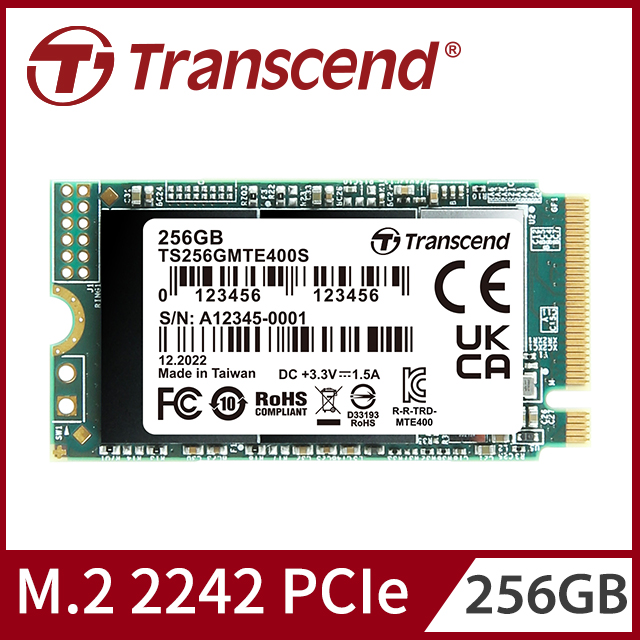 Transcend 創見 MTE400S 256GB M.2 2242 PCIe Gen3x4 SSD固態硬碟(TS256GMTE400S)