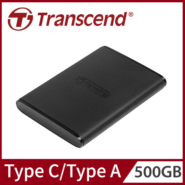 Transcend 創見 ESD270C 500GB USB3.1/Type C 雙介面行動固態硬碟 - 經典黑
