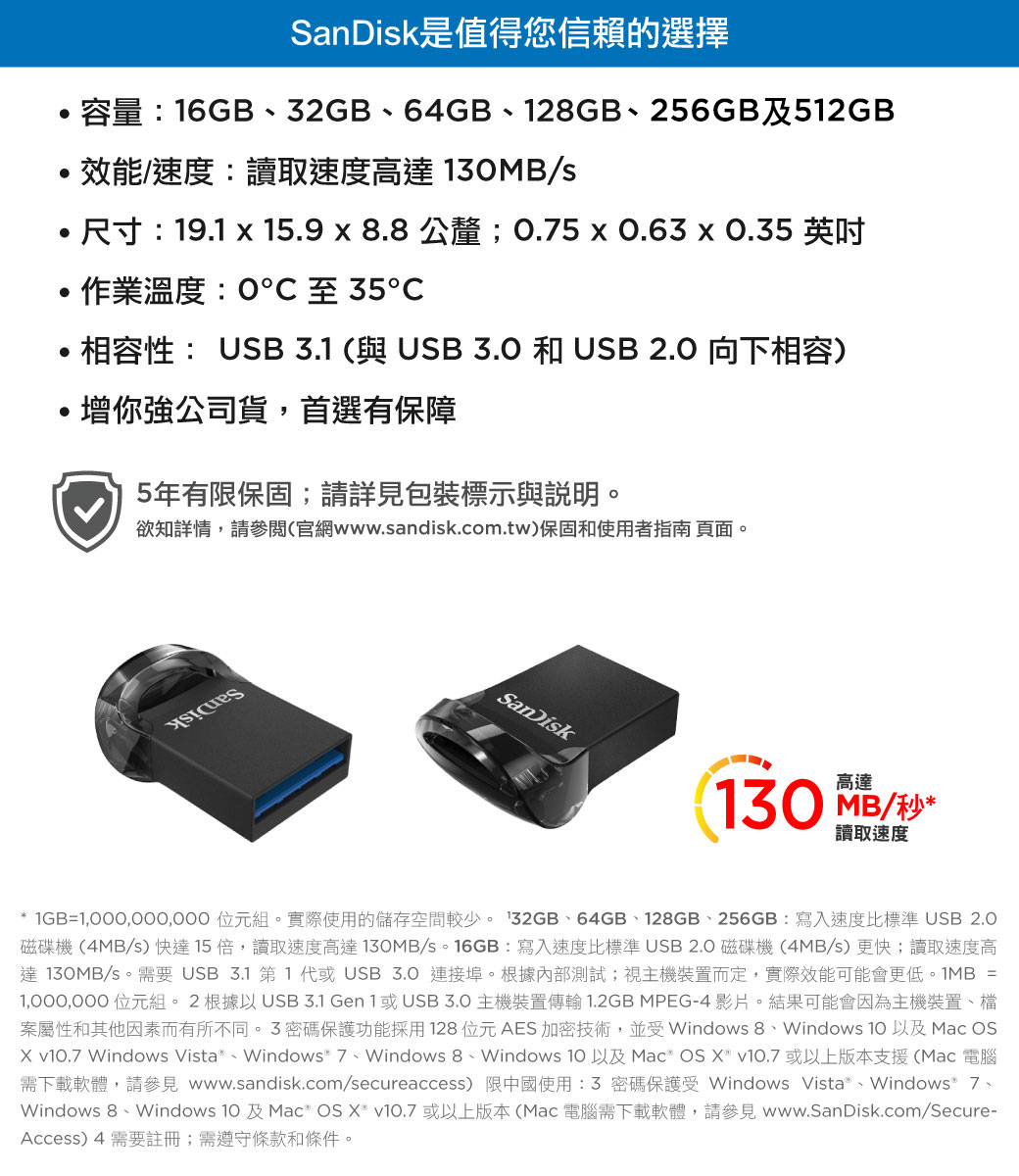 SanDisk Ultra Fit USB 3.1 高速隨身碟(公司貨) 512GB - PChome 24h購物