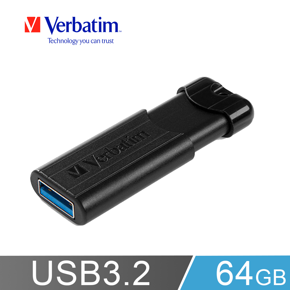 Verbatim威寶 PinStripe 64GB USB3.2 Gen1 高速伸縮隨身碟