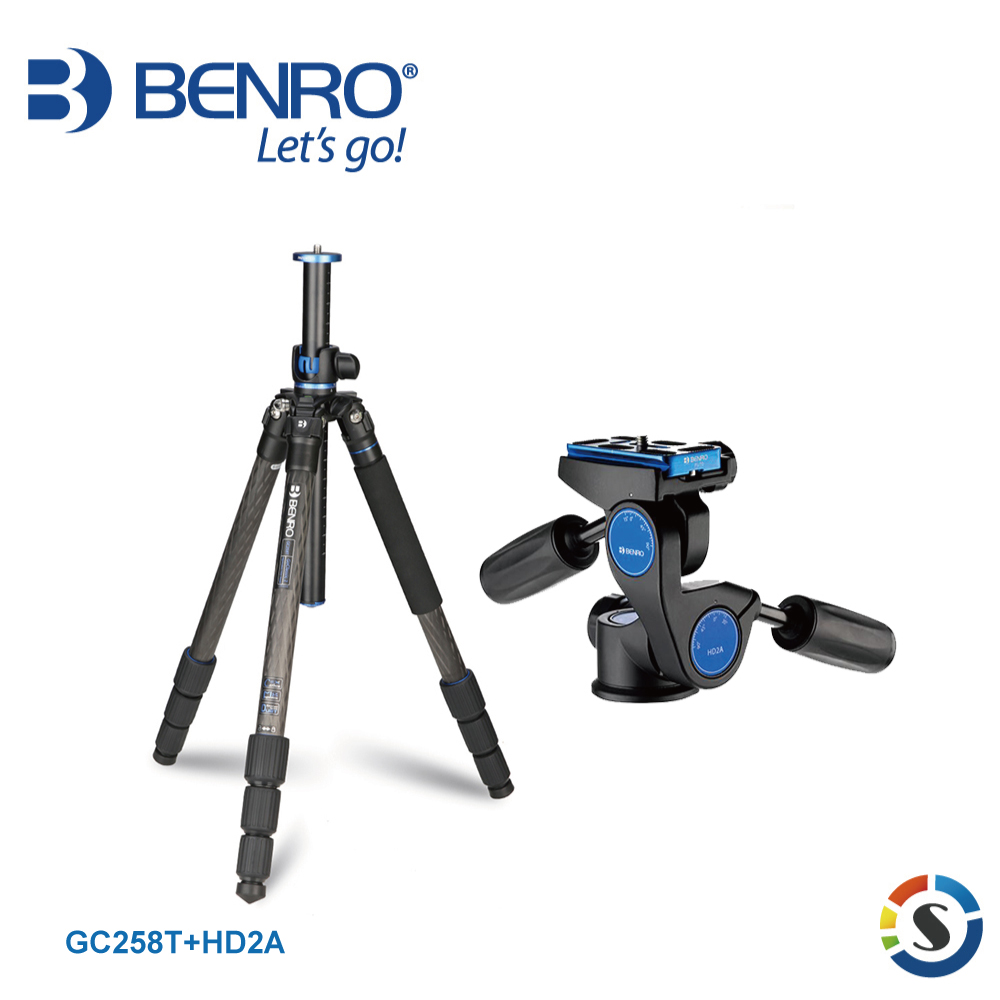 BENRO百諾 GC258T+HD2A GoClassic系列碳纖維三腳架套組(勝興公司貨)