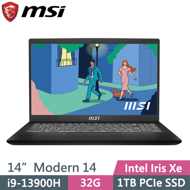 MSI Modern 14 H D13MG-043TW 黑(i9-13900H/32G/1TB SSD/14吋FHD+/W11P)