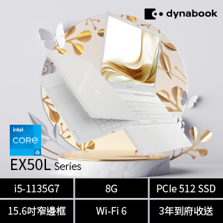 11代效能★3年保固Dynabook EX50L-J 15.6吋效能筆電-銀河白 (i5-1135G7 /8GB/512GB/Win10/人臉辨識)