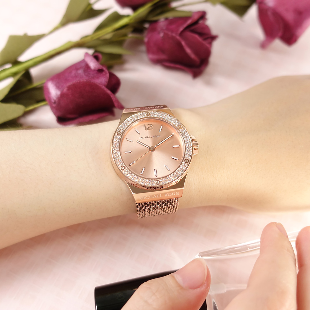 MICHAEL KORS / MK7336 / 晶鑽時尚 優雅迷人 米蘭編織不鏽鋼手錶 鍍玫瑰金 37mm