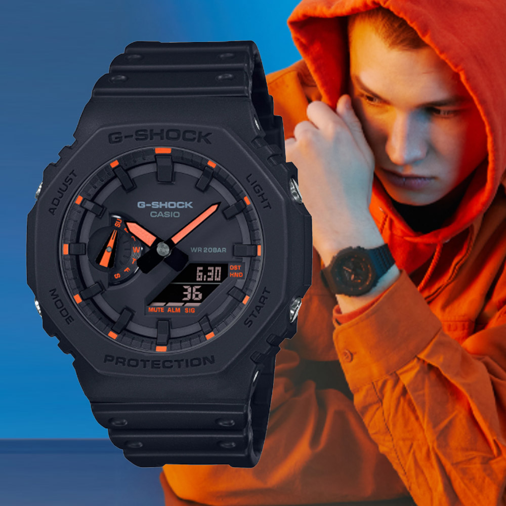 Casio卡西歐g Shock 農家橡樹雙顯腕錶 霓虹紅ga 2100 1a4 Pchome 24h購物