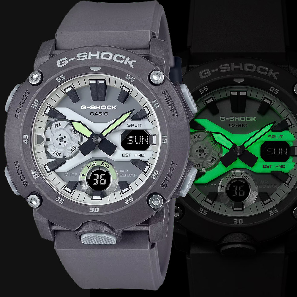 CASIO 卡西歐 G-SHOCK 綠光系列運動手錶(GA-2000HD-8A)