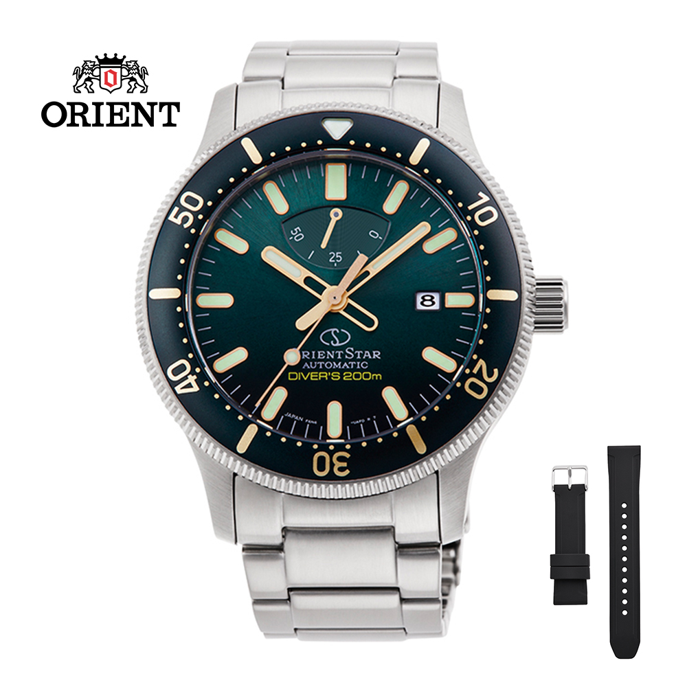 ORIENT STAR 東方之星 DIVERS 200M 系列 機械錶 鋼帶款 RE-AU0307E 綠色 - 43.6mm