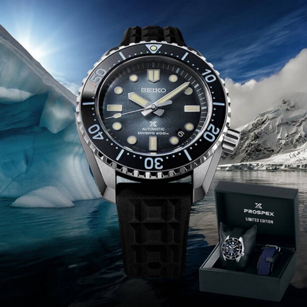 SEIKO 精工 PROSPEX系列 愛海洋限量款 南極冰蓋漸層藍 潛水機械腕錶 (SLA055J1/8L35-01K0B)
