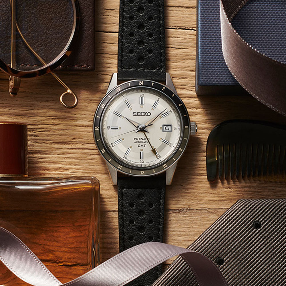 SEIKO 精工 PRESAGE系列 Style 60s 復刻60年代 GMT機械腕錶 (SSK011J1/4R34-00B0Z)