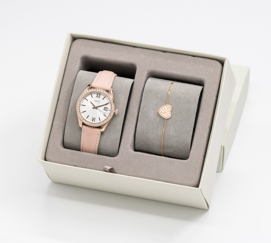 FOSSIL】粉紅愛心閃耀套組(ES4607SET 