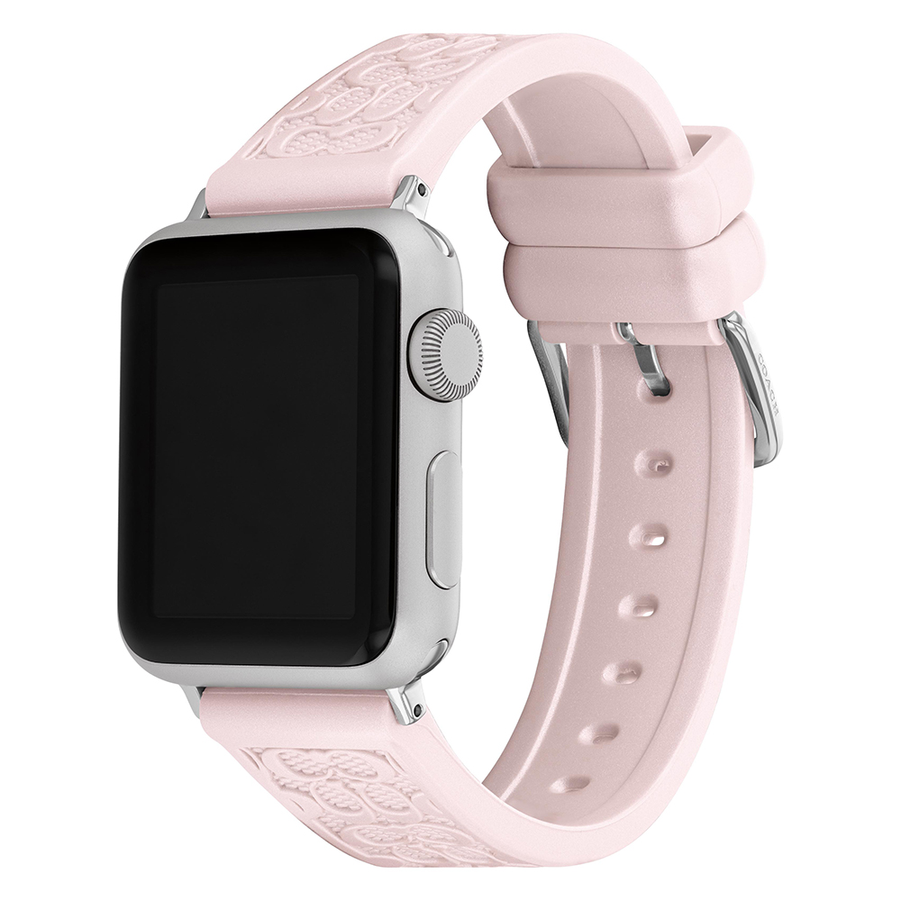 COACH Apple Watch 錶帶 38/40/41mm適用 粉色矽膠錶帶(不含手錶) CO14700212