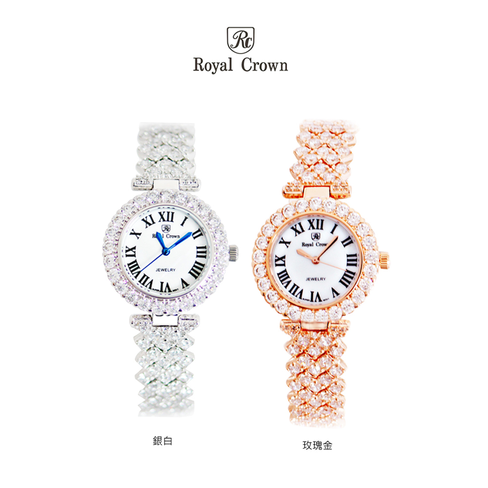 【Royal Crown】6305尊貴花樣鑲鑽氣質滿鑽腕錶