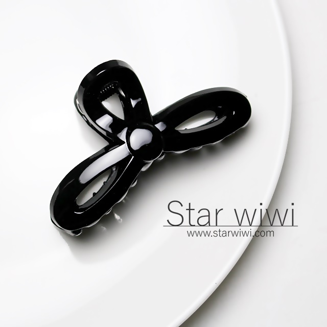 【Star wiwi】時尚蝴蝶結造型抓夾《2入組》《黑色》 ( 髮飾 髮夾 鯊魚夾 )