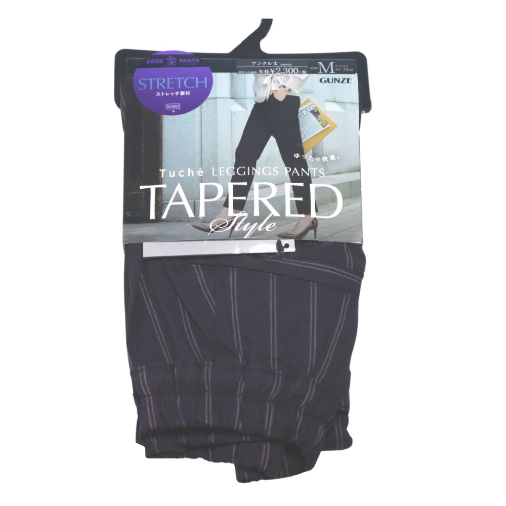 【Gunze 郡是】日本 TUCHE TAPERED 條紋彈性女錐形褲