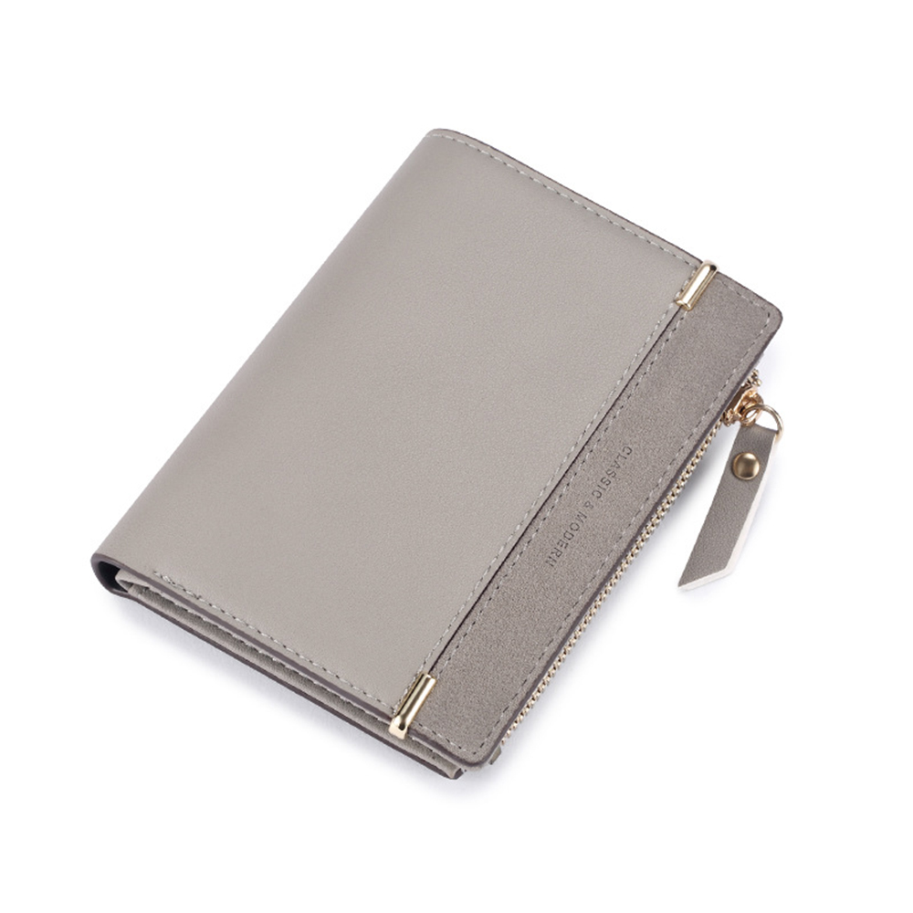 (共3色)【L.Elegant】時尚磨砂框邊二折款 短夾 零錢包B745_灰色