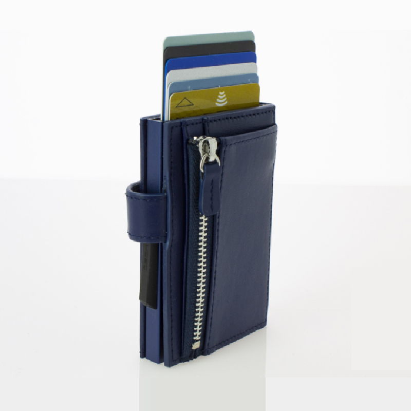 Cascade Zipper Wallet SNAP RFID 安全防盜環扣真皮拉鍊三摺錢包