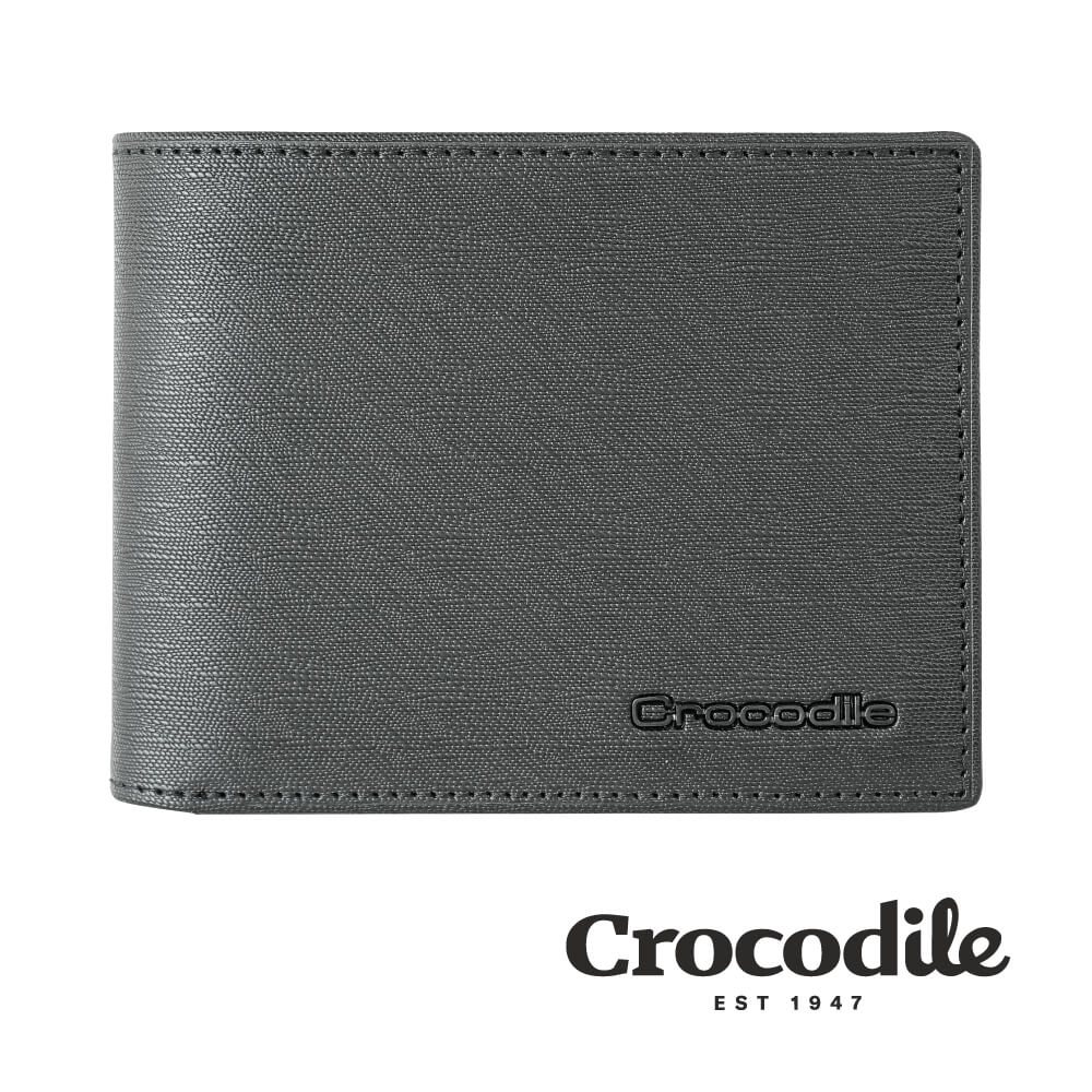 Crocodile 鱷魚皮件 真皮皮夾 維也納Wien系列 8卡 壓釦零錢袋 中翻 短夾-0103-10403-黑色