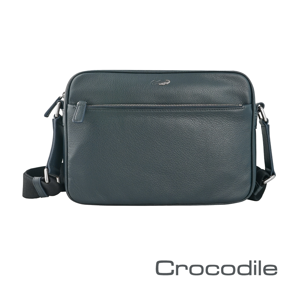Crocodile 鱷魚皮件 真皮皮包 Rocky 2.0系列 橫式斜背包 側背包-0104-08102-藍色