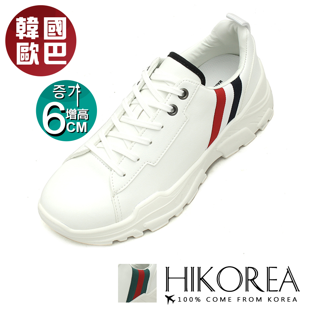【HIKOREA】韓國空運/正韓製。男款彩色織帶休閒增高6CM老爹鞋(73-469/共二色/現貨+預購)