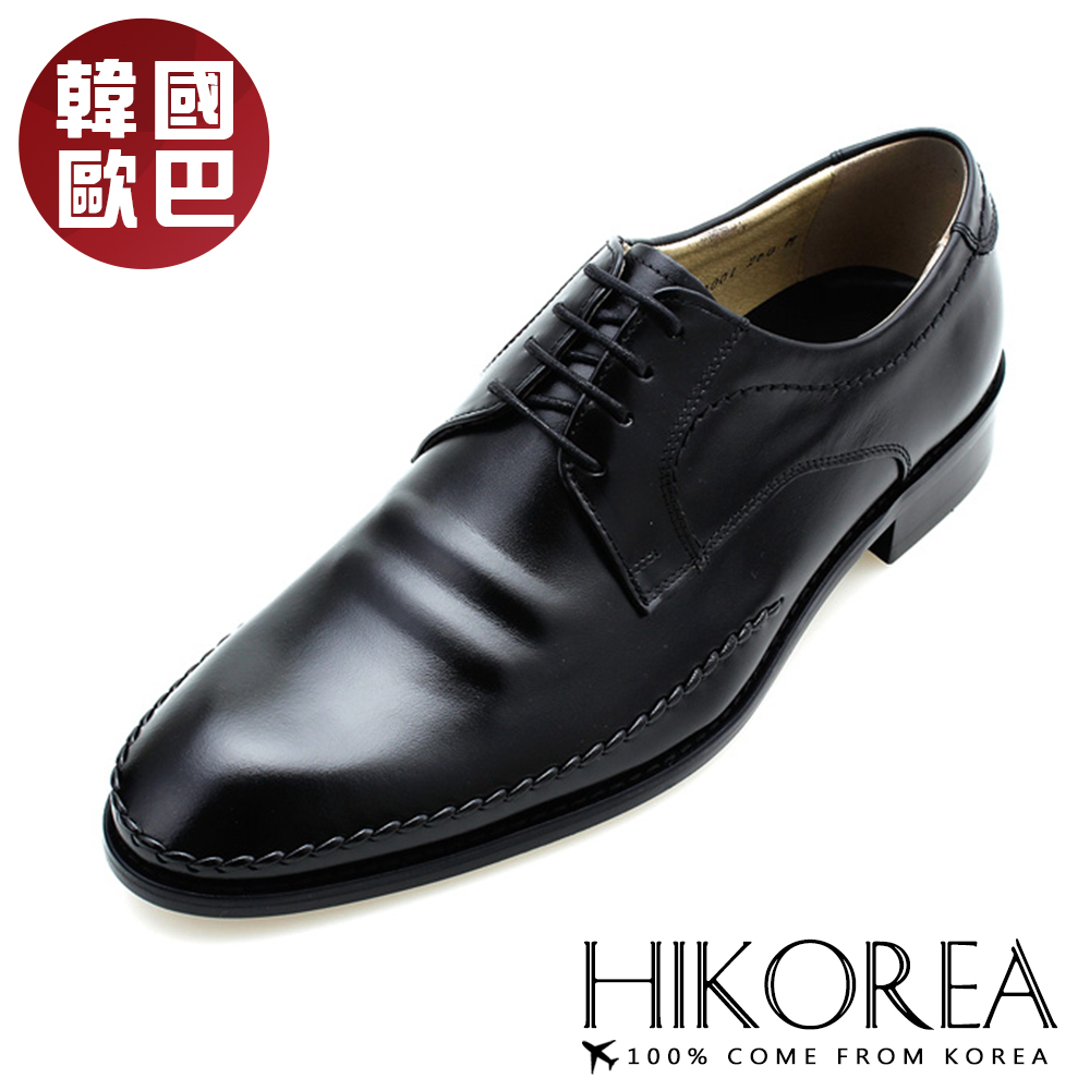 【HIKOREA韓國增高鞋】正韓製/版型正常。韓國空運手作立體車線男士皮鞋(8-9065/現貨+預購)
