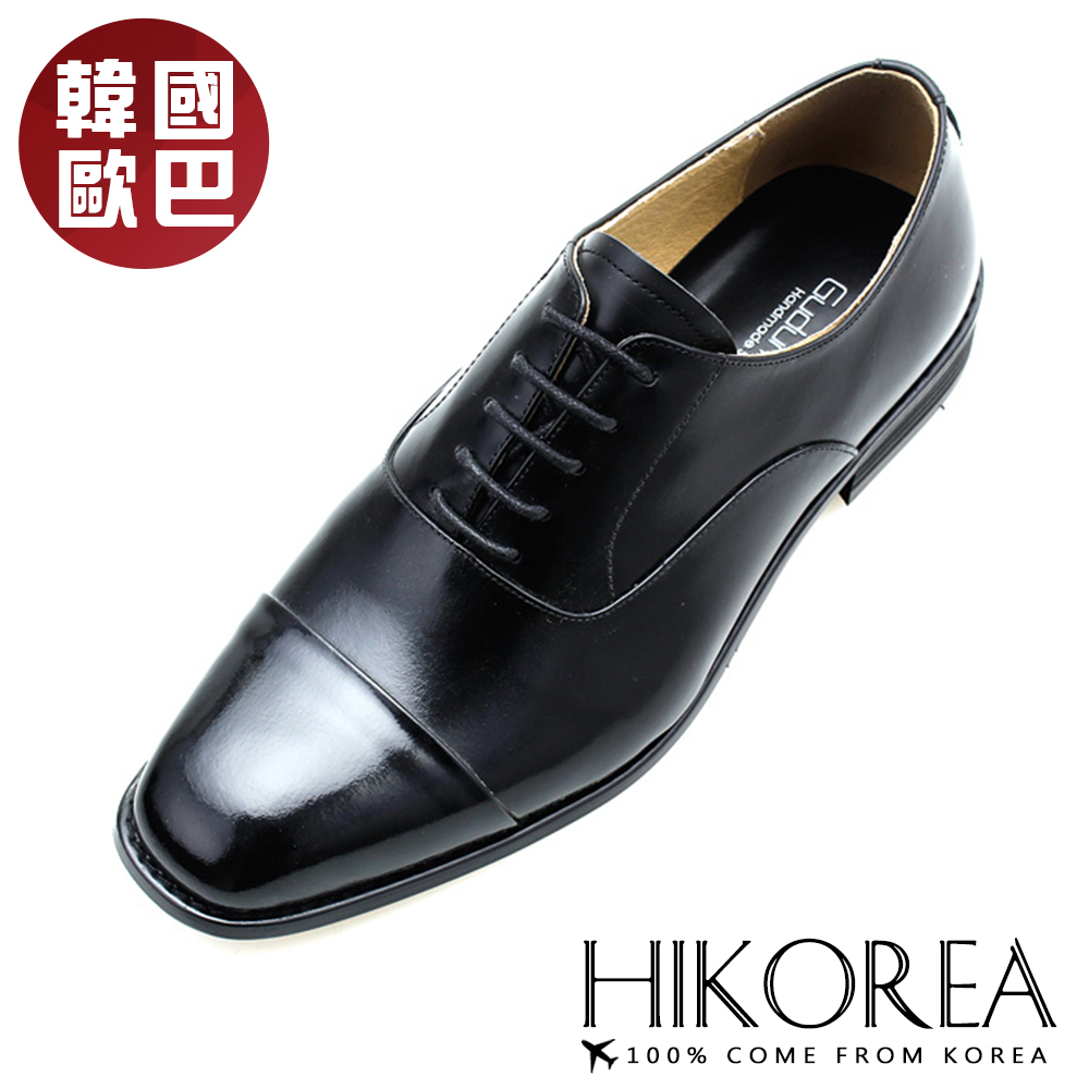 【HIKOREA韓國增高鞋】正韓製/版型正常。韓國空運手作簡約拼接紳士皮鞋(8-9078/現貨+預購)