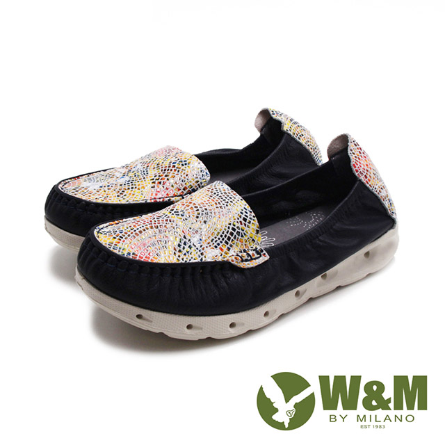 W&M(女)彩色玻璃畫布風氣墊感彈力休閒鞋 女鞋-深藍(另有米白)
