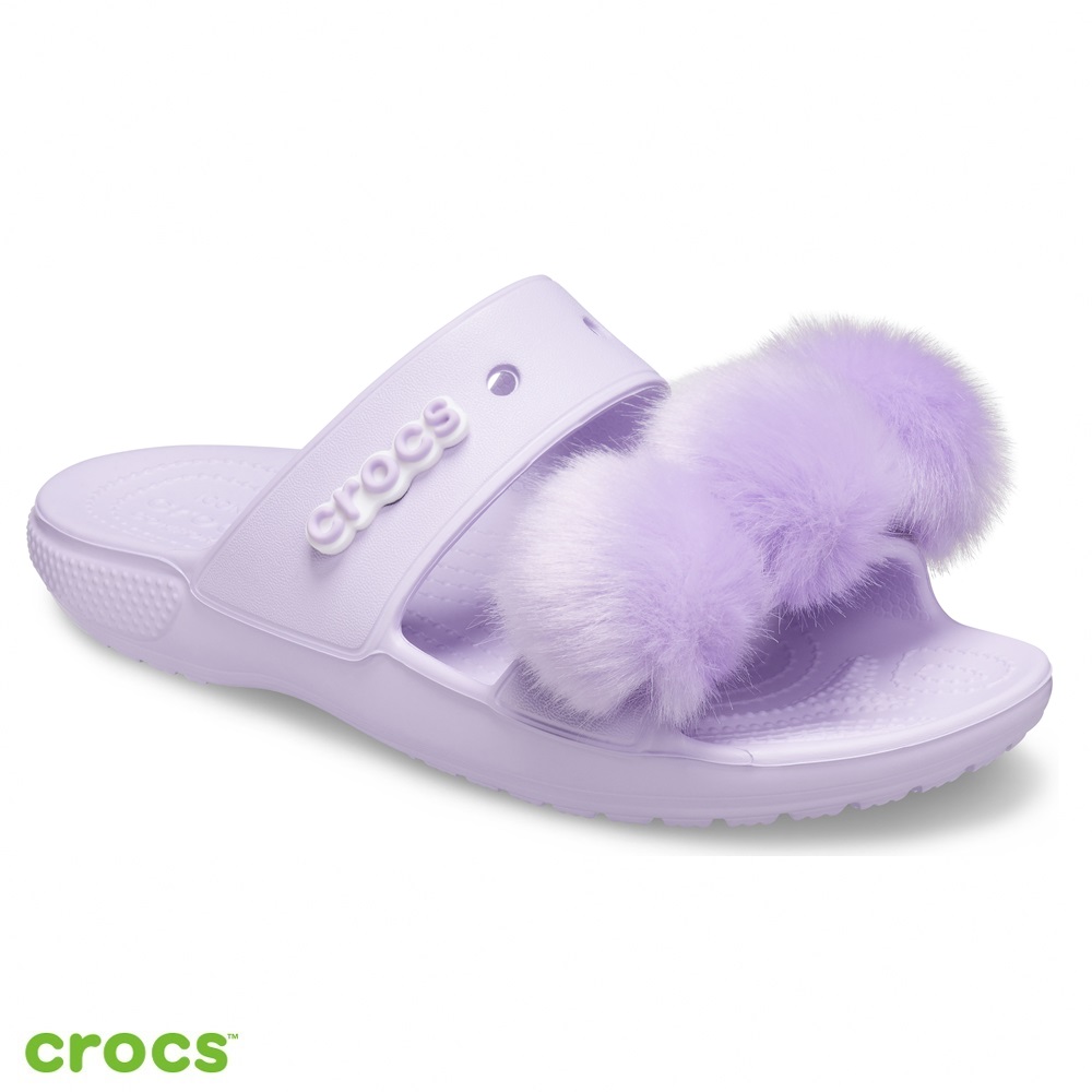 Crocs 卡駱馳 (中性鞋) Crocs經典毛茸雙帶拖鞋-207405-530