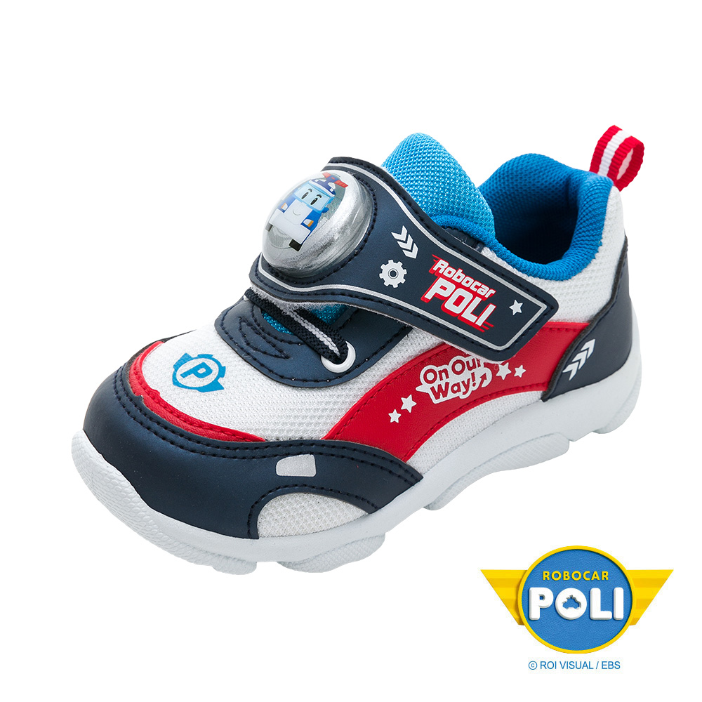【救援小英雄POLI】波力 童鞋 電燈運動鞋 藍白/POKX34126