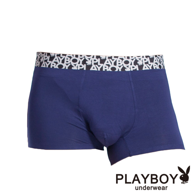 【PlayBoy】普普風織帶裸感無痕平口褲(藍)