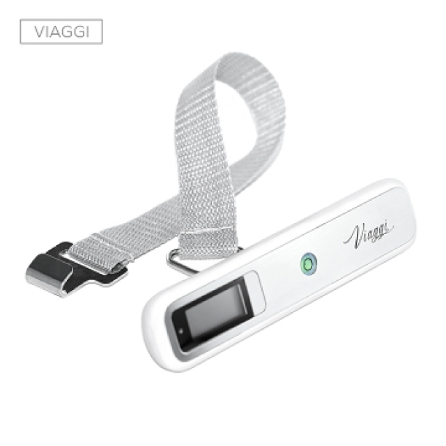 VIAGGI髮絲紋水平儀不鏽鋼電子行李秤(白色)