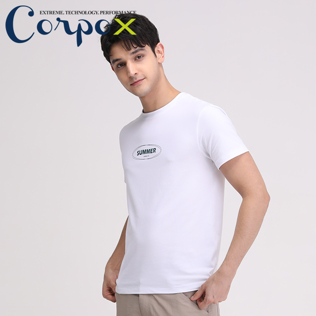 【Corpo X】男款涼感印花T恤(SUMMER款)-白色
