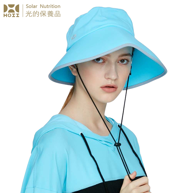 【后益 HOII】2WAY造型標語圓筒帽★藍光-UPF50+抗UV防曬涼感先進光學機能布