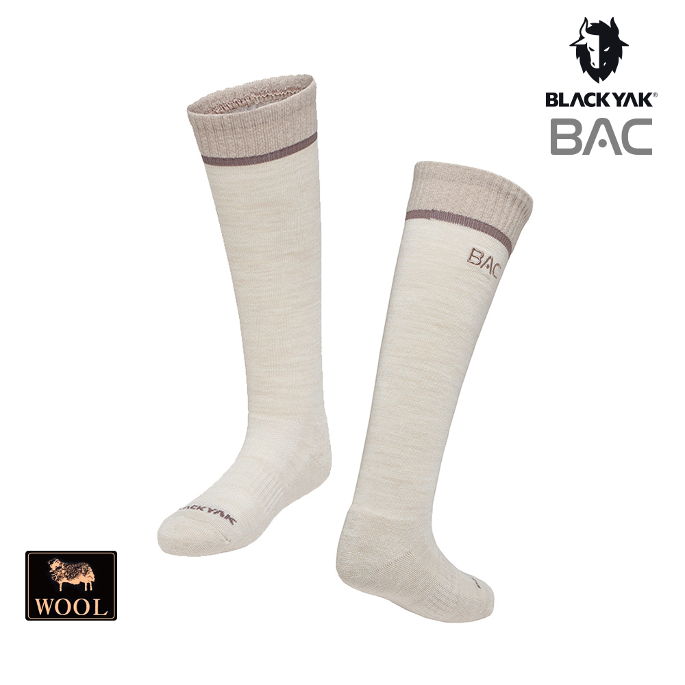 【BLACKYAK】女 羊毛及膝襪(象牙白/碳灰)-及膝襪/羊毛保暖/登山健行襪|BYCB2WAC01