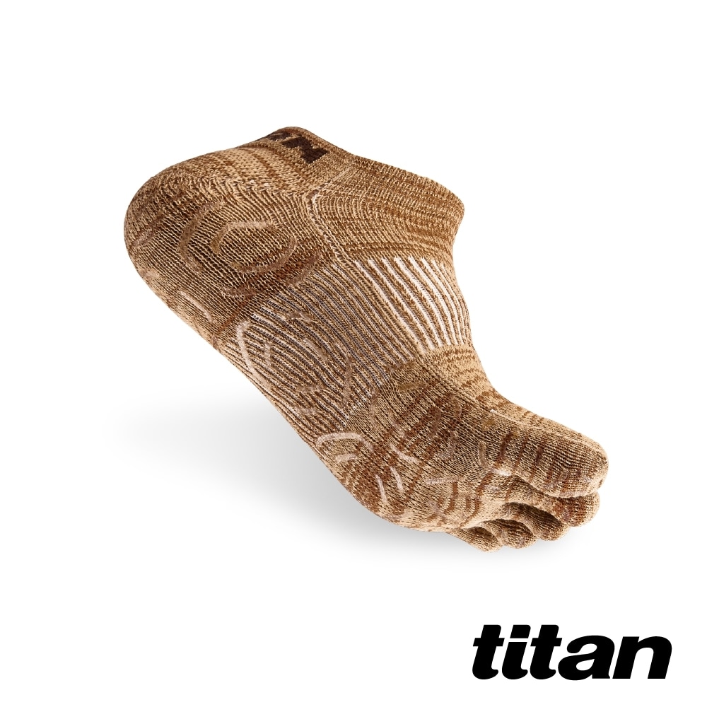 【titan】五趾功能訓練踝襪_麻花棕