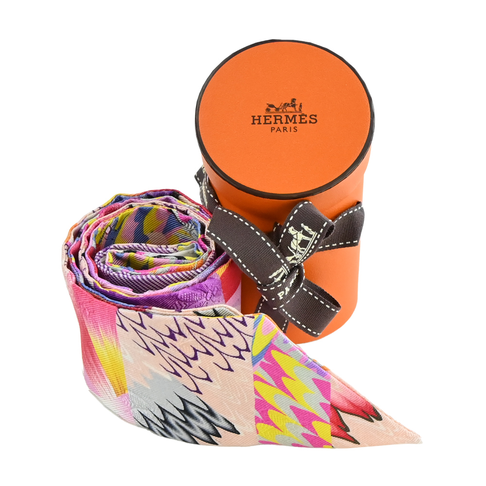Hermes 愛馬仕Marble迷幻大理石印花Twilly絲巾(玫瑰) - PChome 24h購物