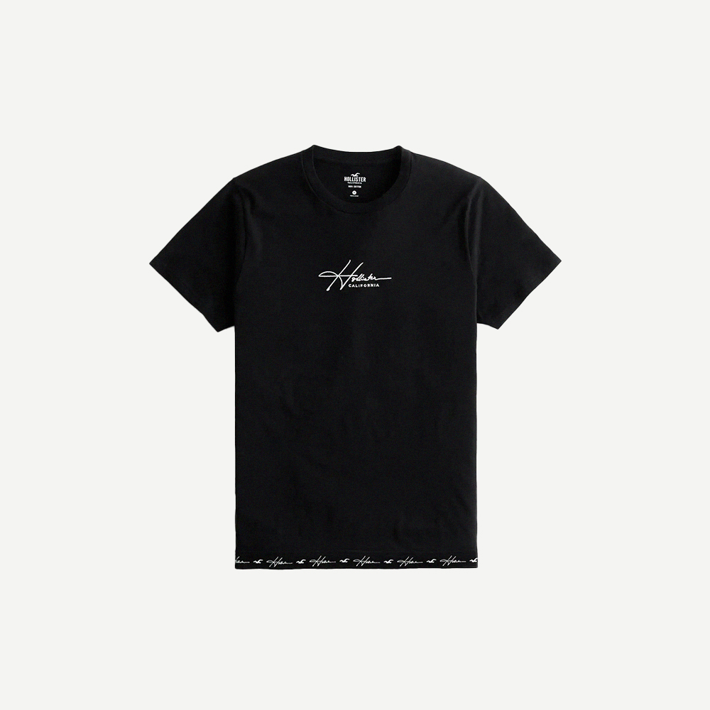 Hollister 海鷗 熱銷刺繡文字圖案短袖T恤-黑色